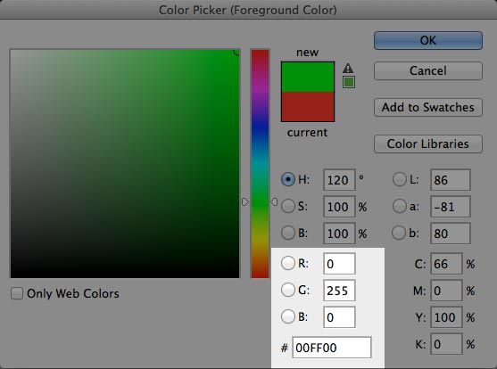 RGB e Hexadecimal - Exemplo no Photoshop